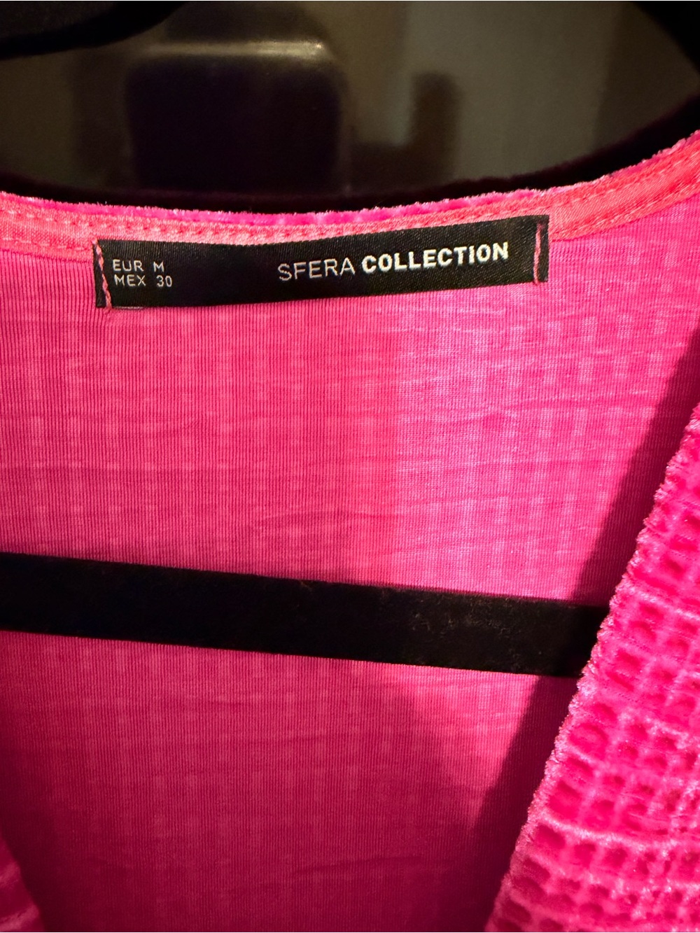 Sean Collection V-Neck Long Sleeve Velvet Dress in Hot Pink - Picture 2 of 3
